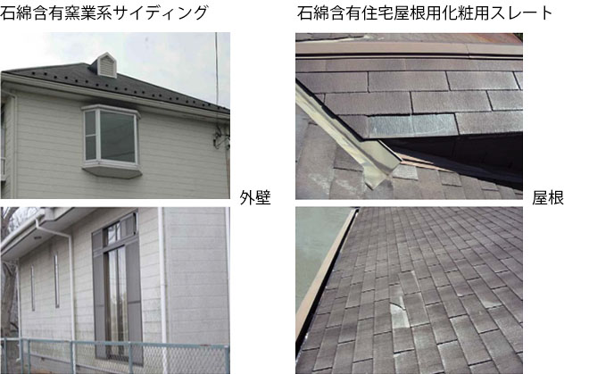 アスベストの使用が予想される屋根や外壁